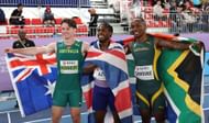 South Africa's Akani Simbine (R) will be running the 100m at the Prix - (Image via Getty)